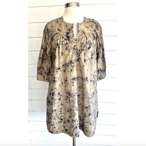 MATTA Pull Over Short Dress or Tunic in Batik Print Hand Loom Cotton - XS